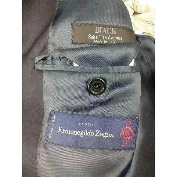 Ermenegildo Zegna Saks Fifth Ave BLACK LABEL 42L Navy SILK WOOL Blazer Jacket - Picture 7 of 15